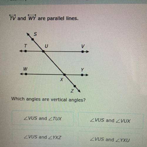 Which angles are verticals angles?