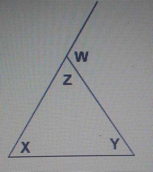 Which angle is an EXTERIOR angle?A) WB) XC) YD) Z