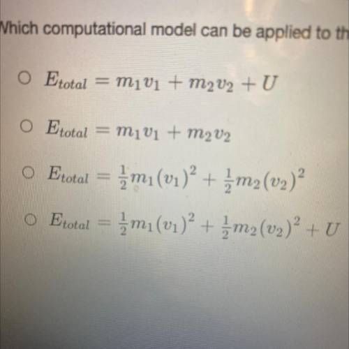 Which computational model can be applied to the total internal energy of a system with two point ma
