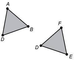 In the figure shown, the measures of all angles are equal, and AB = EF.

What sequence of transfor
