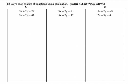 Can anyone help i will give brainlist!! also you have to solve the equations using elimination