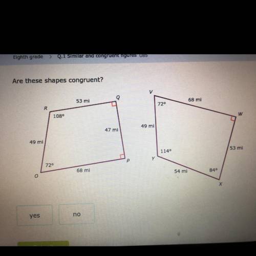Are these shapes congruent?
Someone pls answer I need help