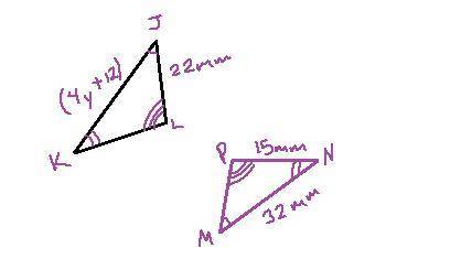 Help. Given triangle JKL is congruent to triangle MNP. What is the value of y? Question 10 options: