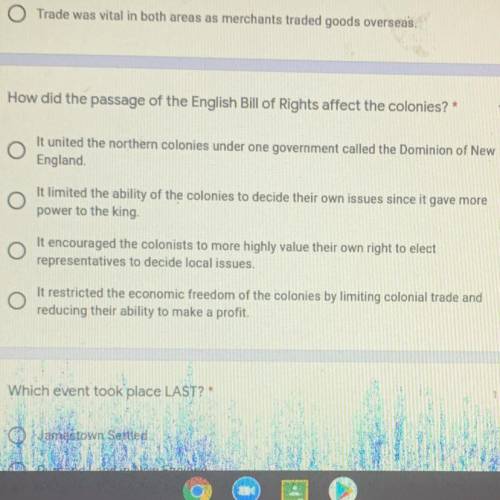 How did the passage of the bill of rights affect the colonies ,added photo?