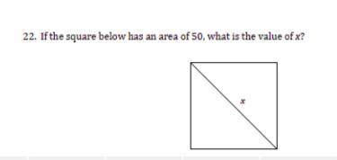 If the square below has an area of 50, what is the value of x