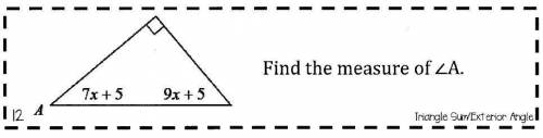 Find the measure of angle a