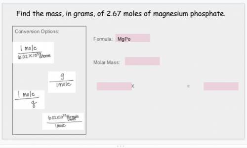 Find the mass, in grams, of 2.67 moles of magnesium phosphate.