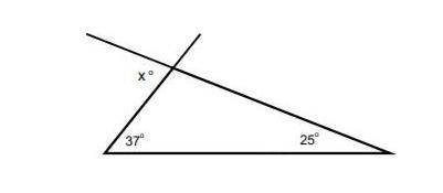 What is the degree measure of x?.

A) 37°
B) 50°
C) 62°
D) 74°
If you can, please explain your ans