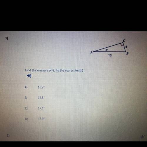 Someone help me please
Find the measure of 0.(to the nearest tenth)