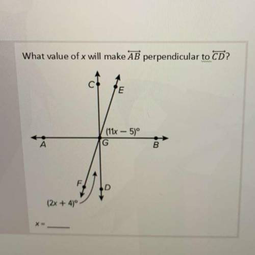 What value of x will make AB perpendicular to CD