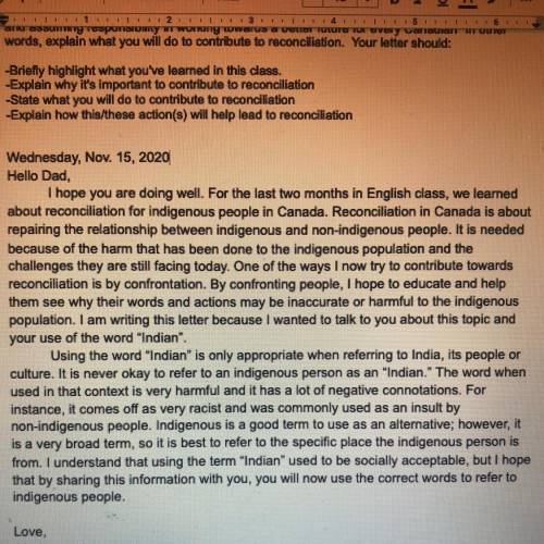 Can someone please help me edit this letter on reconciliation? Thanks :)