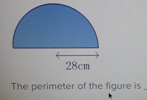 The figure below shows a semicircle. Radius = 28 cm. Find the perimeter of the figure. Round your s