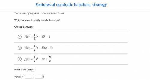 25 Points HELP ASAP 
Features of quadratic functions: Strategy