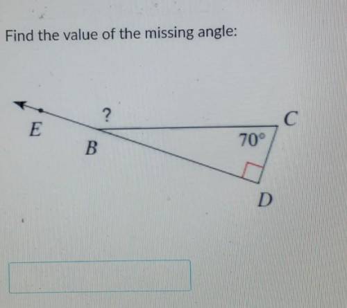 Find the value of the missing angle. Pease help