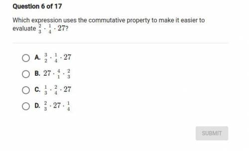 (giving brainliest :)) help please!) Which expression uses the commutative property to make it easi