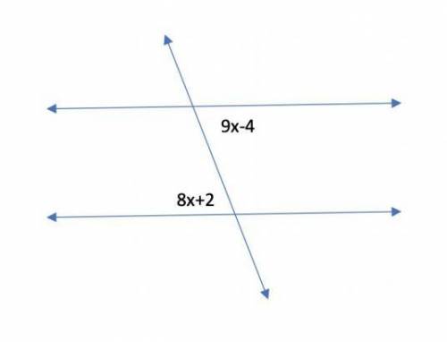 Given that m∠1=9x-4 and m∠2=8x+2 and the picture below. Find the angle
measures of m∠1 and m∠2.