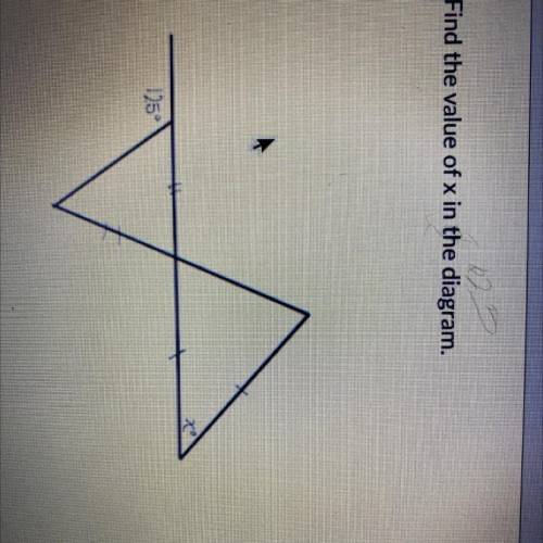 Find the value of x in the diagram.
125