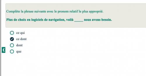 FRENCH Please hELp!!! Relative pronouns multi choice question

Please dont answer if you don't kno