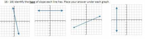 Identify the type of slope each line has. Place your answer under each graph.