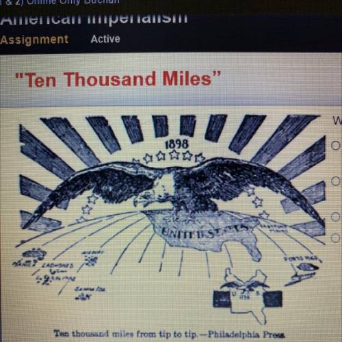 Ten Thousand Miles

What is the message of this cartoon?
1898
W
O US imperialism is a negative f