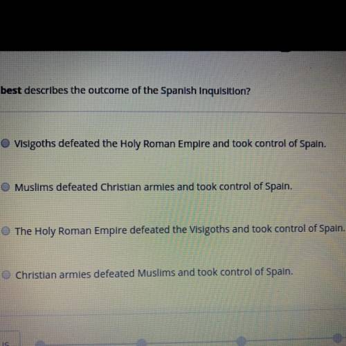 What best describes the outcome of the Spanish Inquisition?

(Click on pictures for the answer cho