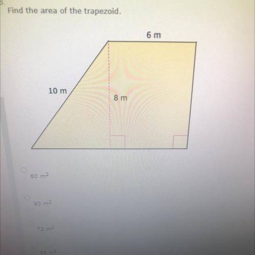 Find the area of the trapezoid 6m 10m 8m
