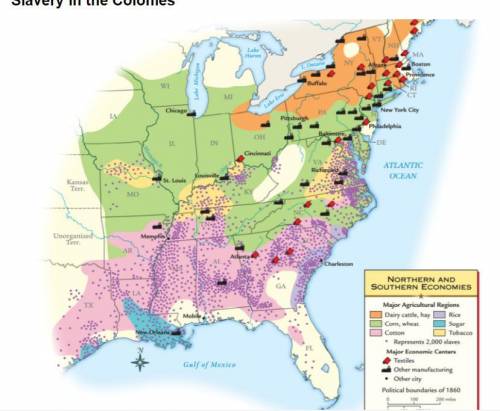 Slavery in the Colonies

Based on an analysis of the map, what conclusion can be drawn about the s
