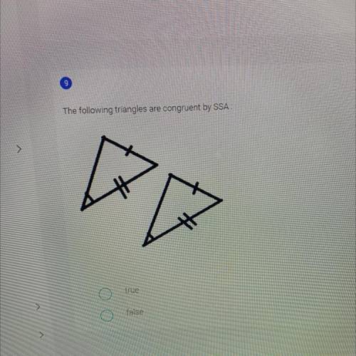 The following triangles are congruent by SSA