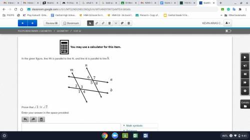 In the given figure, line m is parallel to line n, and line a is parallel to line b.