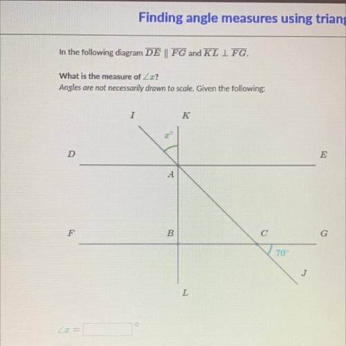 What is the measure of angle x ?
