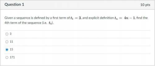 Please provide Explanation and/or proof.

Given a sequence is defined by a first term of t1 = 3, a