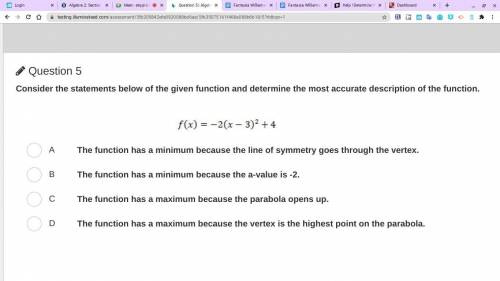 Consider the statements below of the given function and determine the most accurate description of
