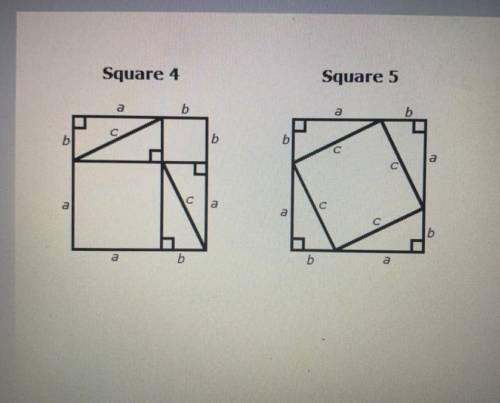 Using squares 1,2, and 3, and eight copies of the original triangle, you can create squares 4 and 5