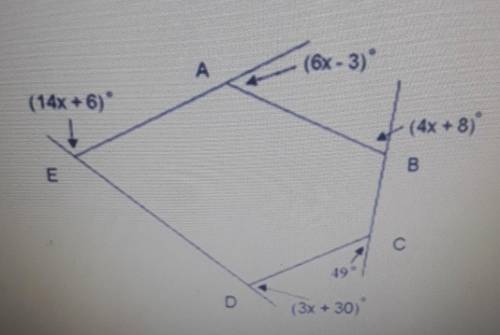 Find the measure of exterior angle A.