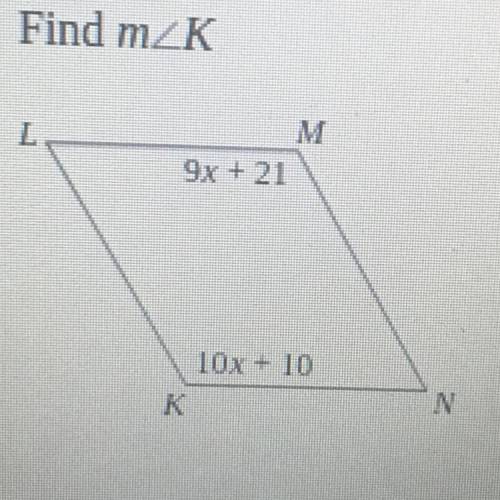 Find the measurement indicated in each parallelogram.￼ find m