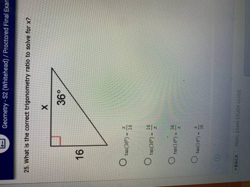 Please help!! I need to finish my geometry final

What is the correct trigonometry ratio to solve