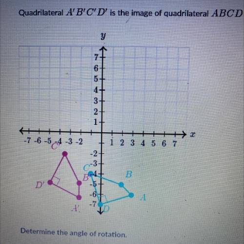 Quadrilateral A'B'C'D' is the image of quadrilateral ABCD under a rotation about the origin (0,0)