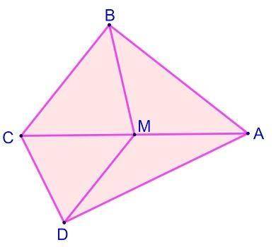 În patrulaterul ABCD, unghiurile ∢B şi ∢D sunt drepte, iar ∢BAD=56°. Dacă M este mijlocul diagonale