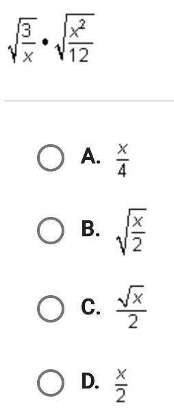 Which choice is equivalent to the product below when x>0?