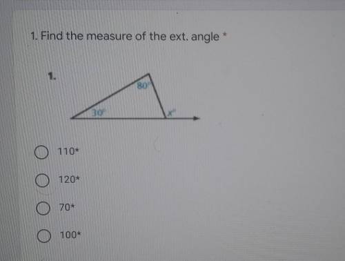 Find the measure of the ext angle