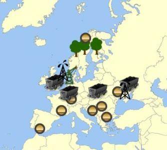 According to the map above, which part of Europe is the largest coal-producing region?