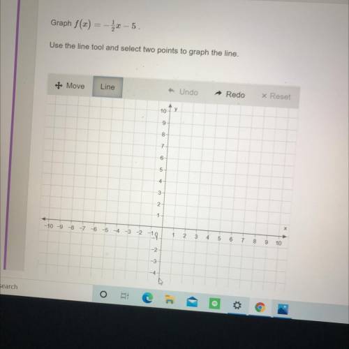 Need help ASAP please plot the points Graph f(x)=-1/2x-5