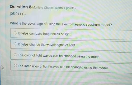 What is the advantage of using the electromagnetic spectrum model?

It helps compare frequencies o
