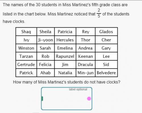 The names of the 30 students is miss Martinez's fifth grade class are listed in the chart below. Mi