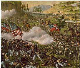 The painting shows the Battle of Chickamauga.

Based on the action in the painting, what is the be