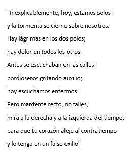 Based on this poem by the ecuadorian writer Fausto Padilla, relate it to the current world virus si