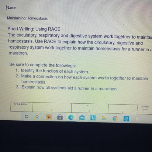 Short Writing: Using RACE

The circulatory, respiratory and digestive system work together to main