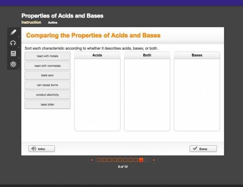 Sort each characteristic according to whether it describes acids, bases or both