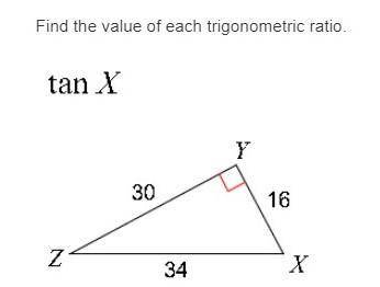 Find the value of each trigonometric ratio.
A. 15/17
B. 15/8
C. 17/8
D. 8/17