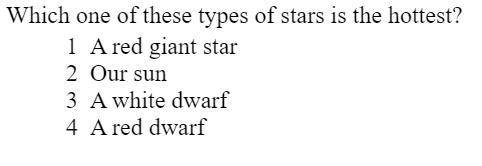 Which one of these type of stars is the hottest?